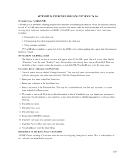 appendix b: exercises for synapse version 1.0