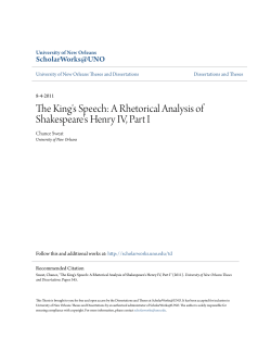 The King`s Speech: A Rhetorical Analysis of Shakespeare`s Henry IV