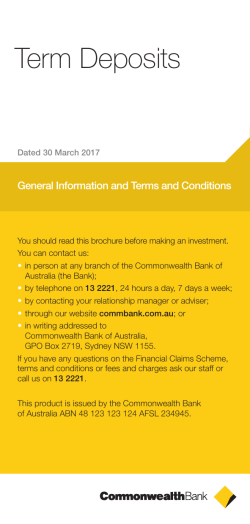 Term Deposits General Information and Terms and