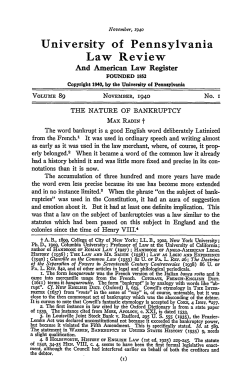 The Nature of Bankruptcy - Penn Law: Legal Scholarship Repository