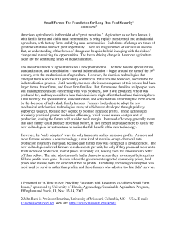 Small Farms: The Foundation for Long