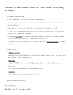 Animals can be carnivores, herbivores, or omnivores in