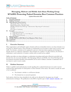 M3AAWG Protecting Parked Domains Best Common Practices
