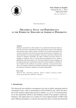Oratorical Style and Performance in the Epideictic Speeches of