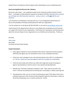 Sample Introductory Email to Prospective Field Agency/Instructor