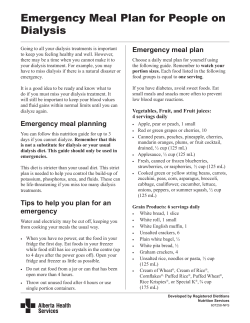 Emergency Meal Plan For People On Dialysis