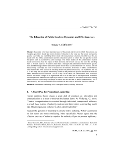 The Education of Public Leaders: Dynamics and Effectivenesses