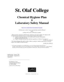 CHEMICAL HYGIENE PLAN April 2017