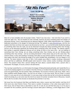 At His Feet (Luke 10:38-42) - Four Lakes Church of Christ