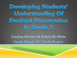 Developing Students` Understanding of Decimal Numeration in
