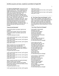 Anti-War song lyrics and notes, compiled by Laurie