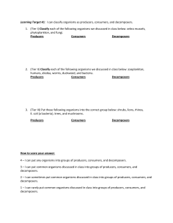 Learning Target #1: I can classify organisms as producers