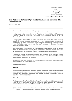 CETS 162 - Sixth Protocol to the General Agreement on Privileges