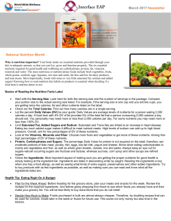 March 2017 Newsletter National Nutrition Month