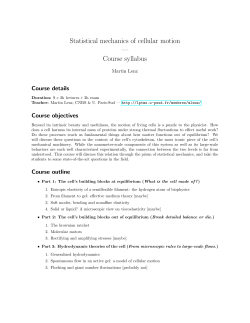 Statistical mechanics of cellular motion &mdash; Course syllabus