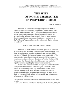 The Wife of Noble Character in Proverbs 31:10-31