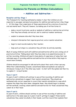 Progression from Mental to Written Strategies
