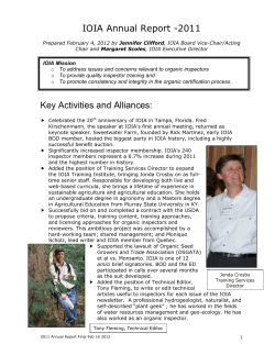 2011 Annual Report - International Organic Inspectors Association