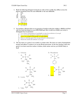USABO Open Exam 2012 Answer Key