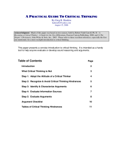 A practical guide to critical thinking