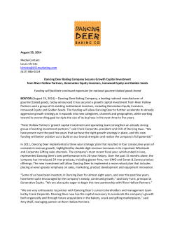 Dancing Deer Baking Company Secures Growth Capital Investment