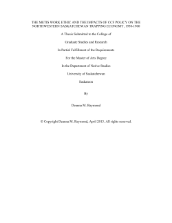 THE METIS WORK ETHIC AND THE IMPACTS OF CCF