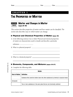 Ch. 1 The Properties of Matter