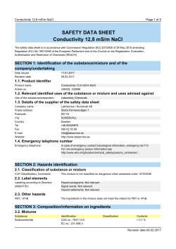 SAFETY DATA SHEET Conductivity 12,8 mS/m NaCl