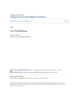 On Prohibition - Chapman University Digital Commons