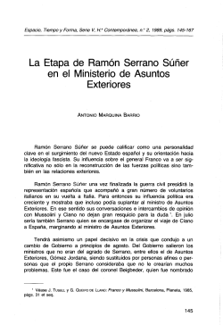 La Etapa de Ram&oacute;n Serrano S&uacute;&ntilde;er en el M. de Asuntos - e
