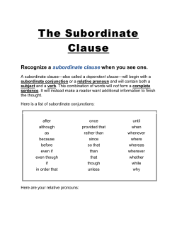The Subordinate Clause