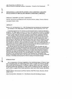 ECOLOGICAL LAND-USE PLANNING AND CARRYING CAPACITY