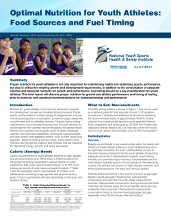 NYSHSI Optimal Nutrition for Youth Athletes: Food Sources and Fuel