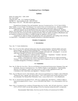 Constitutional Law: Civil Rights Syllabus