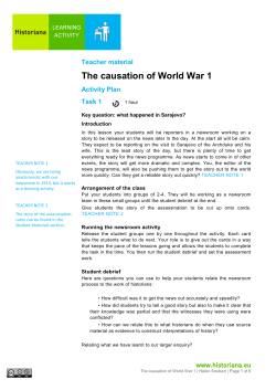 The causation of World War 1 - Learning