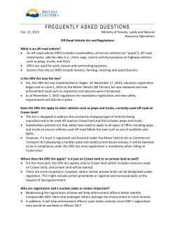 ORV Act - Questions and Answers - Ministry of Forests, Lands and