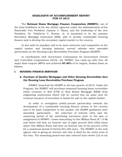 HIGHLIGHTS OF ACCOMPLISHMENT REPORT FOR CY 2013 The