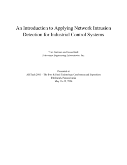 An Introduction to Applying Network Intrusion Detection for Industrial