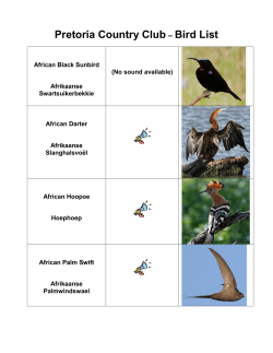 Pretoria Country Club &ndash; Bird List