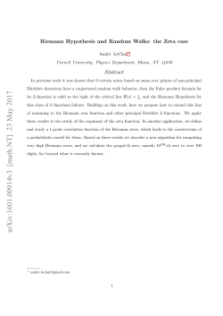 Riemann Hypothesis and Random Walks: the Zeta case