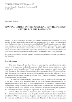 Introduction Jarosław Balon SPATIAL ORDER IN THE NATURAL