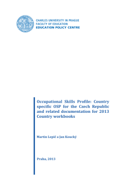 Occupational Skills Profile: Country specific OSP for the Czech