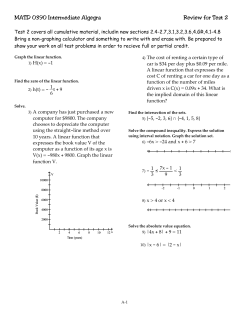 MATD 0390 Intermediate Algegra Review for Test 2