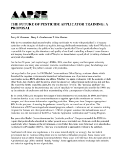 The Future of Pesticide Applicator Training: A Proposal