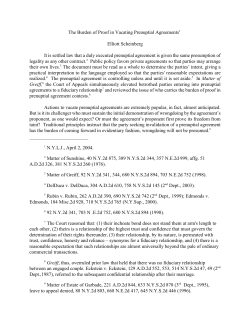 The Burden of Proof in Vacating Prenuptial Agreements1