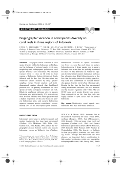 Biogeographic variation in coral species diversity on coral reefs in