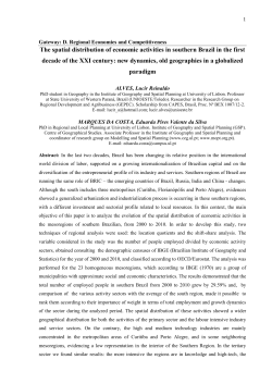 The spatial distribution of economic activities in southern Brazil in