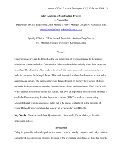 Delay Analysis of Construction Projects B. Prakash Rao Department