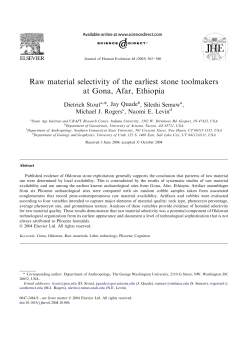 Raw material selectivity of the earliest stone toolmakers at Gona