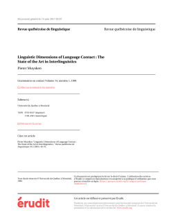 Linguistic Dimensions of Language Contact